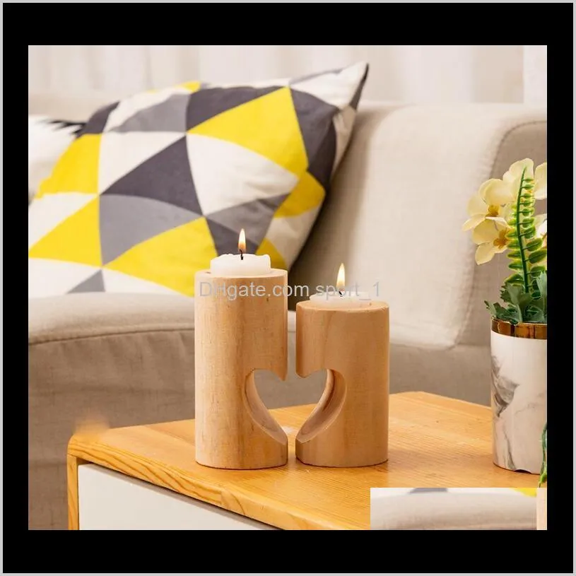 natural wood tea light candle holders heart-shaped romantic candle holders cute decorative wedding decor home decor