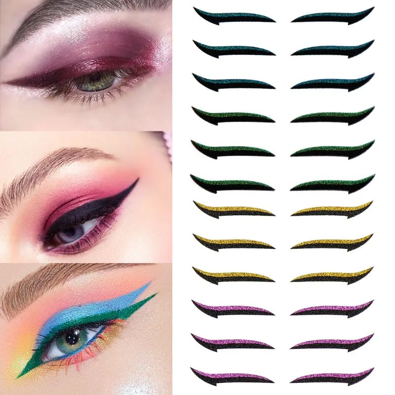 Pary Wielokrotnego użytku Eyeliner Naklejki Samoprzylepne Cat Powiek Pasek Długotrwały Moda Brokat Kosmetyczny Oko Makijaż Narzędzia Cień