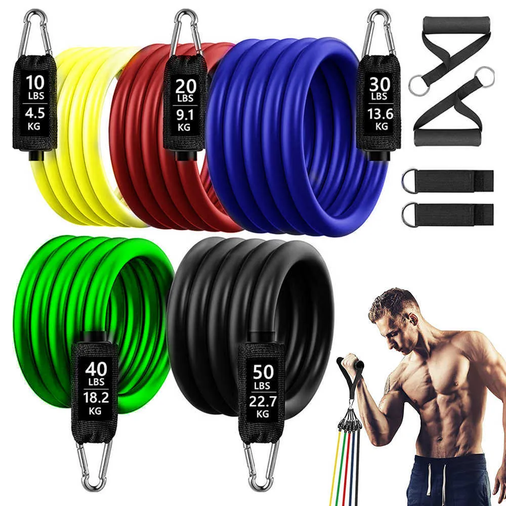 Juego de bandas de resistencia para ejercicios de Fitness de cuerda de tracción de 150/250lb, banda elástica para Yoga, equipo de gimnasio para entrenamiento corporal en interiores para entrenamiento en casa H1026