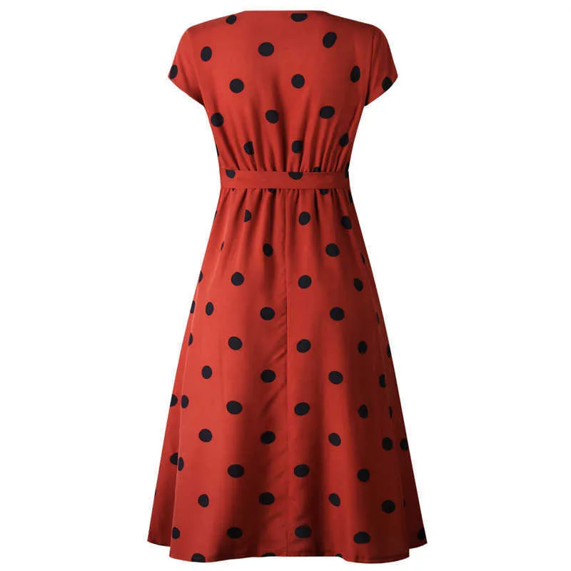 Leviortin Designer Polka Dot Dress Deep V-Neck 2019 Short Sleeve with Sashes Dresses Women Summer Maxi Dresses WhiteRedNavy (11)