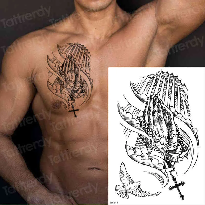 Tillfälligt Tatueringar Konstkonst Klistermärke Skisser Tatuering Klistermärkear DesignsShoulder / Bröst Svart Stor Storlek Sexig Tatoo För Kvinna Och Man