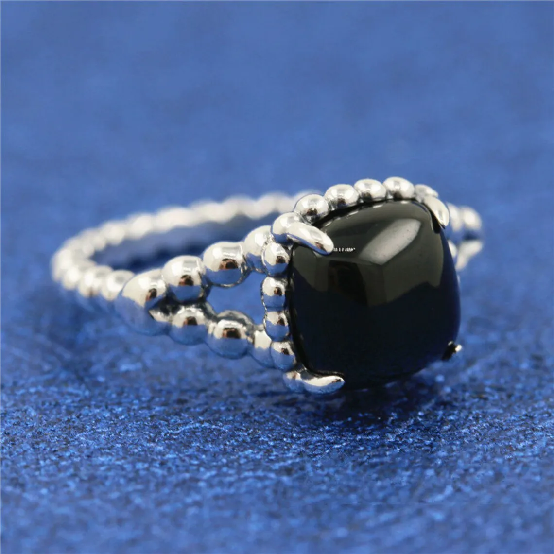 925 Sterling Silver Black Vibrant Spirit Stones Ring Fit Pandora
