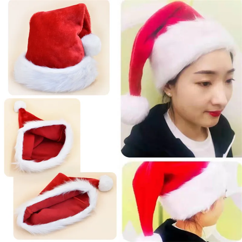 Рождество Santa Xmas Holiday Comfort Hat для взрослых Утолщение плюшевой крышки Новогоднее праздничное вечеринка