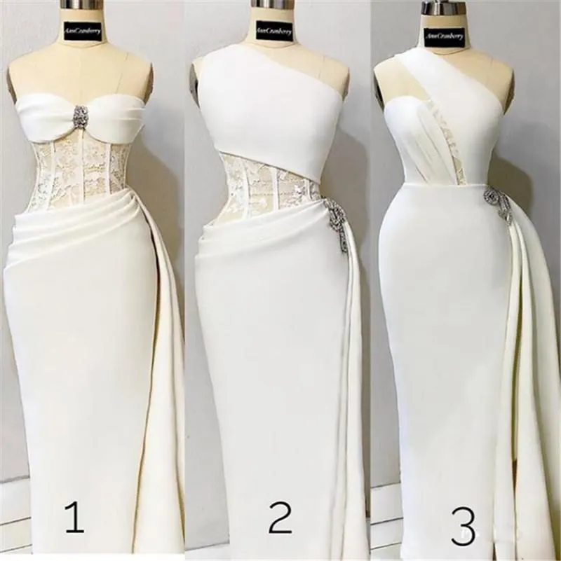 Sexy Designer Bianco Off Spalla Prom Dresses Sweetheart Applique in pizzo Tulle Raso Lunghezza pavimento Abiti da sera convenzionali Abiti da sera Abiti su misura