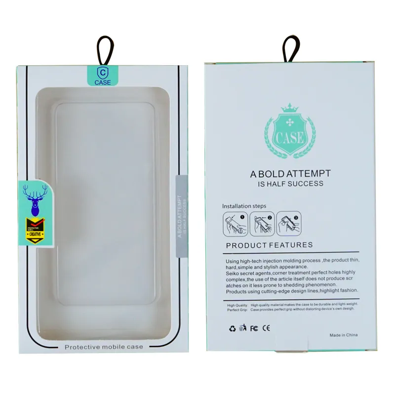 Universal Packing Eco Friendly Electronic Accessory Phone Case Paper Packaging Box With Hang Hole Inner Tray AS303