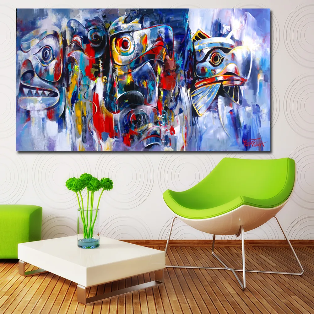 Pintura abstrata pintura a óleo fotos de parede para sala de estar decoração de casa abstrata arte colorida arte incorporada espíritos