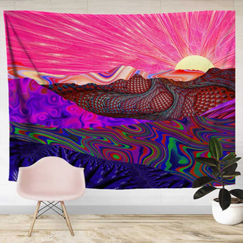 Tenture Murale Indienne Hippie Mandala | 100% Coton | Dimensions 240x215 Cm | Motif Trippy Multicolore | Pour Décor Chambre, Plage