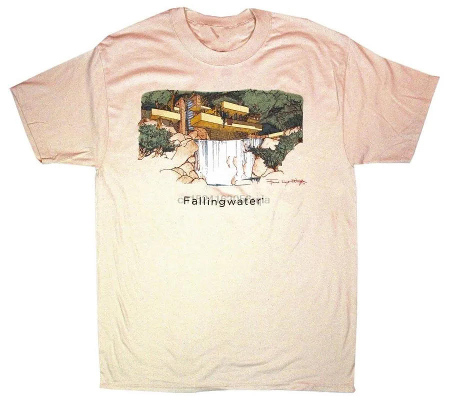 T-shirts pour hommes Liberty Graphics Frank Lloyd Wright Fallingwater Perspective T-shirt pour adulte