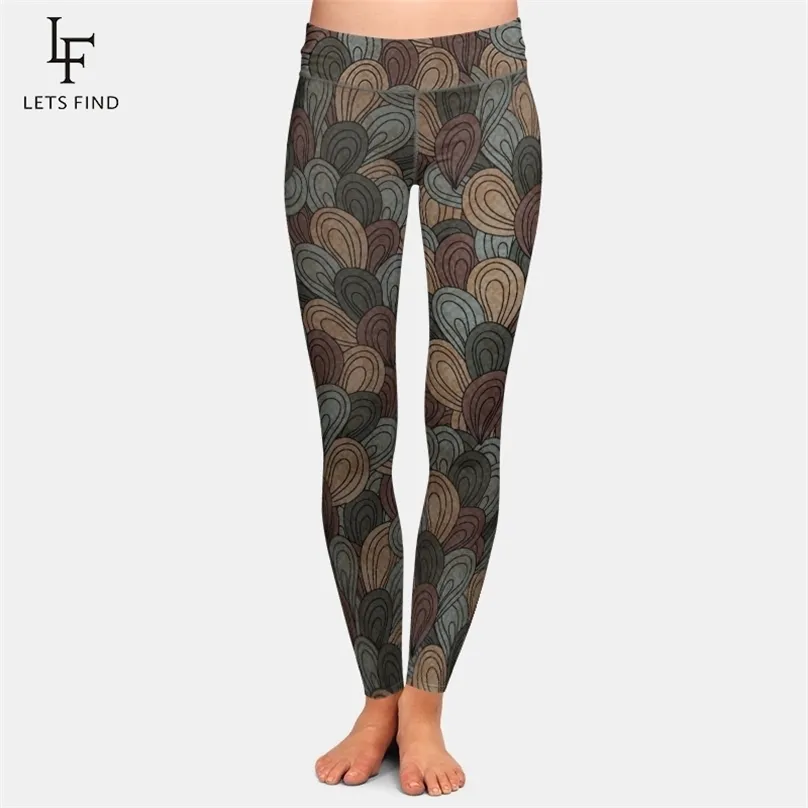 Letsfind Marki Wysoka Talia Kobiety Legginsy 3D Print Plus Rozmiar Jakość Mleko Silk 210925