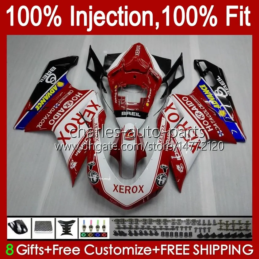 Carroçaria Para DUCATI 848 1098 1198 S 07 08 09 10 11 848R 1098R 75HM2 vermelho branco 848S 1198R 1098S 1198S 2007 2008 2009 2010 2011 Carenagem Kit