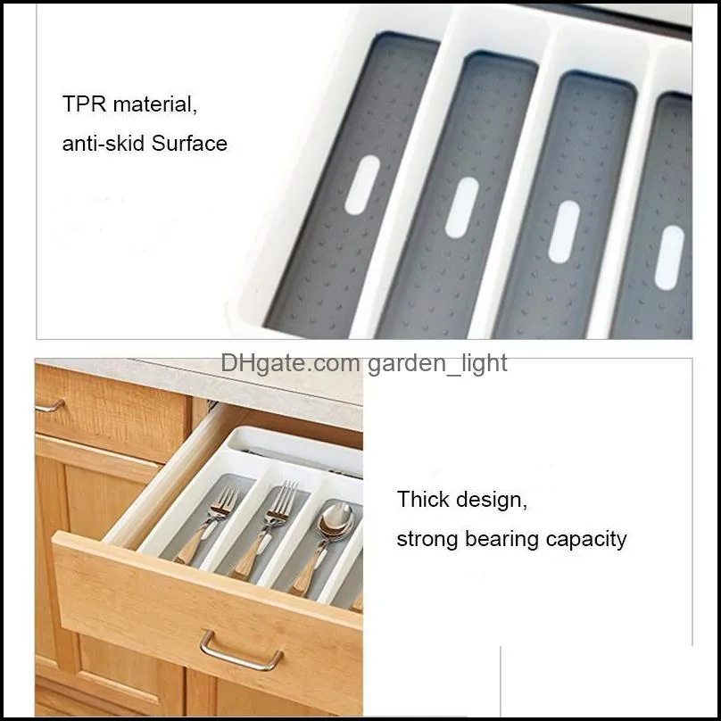 Kitchen Storage & Organization Plastic Cutlery Tray Drawer Organizer Separation For Spoon Fork Knife Shelf Tableware Box