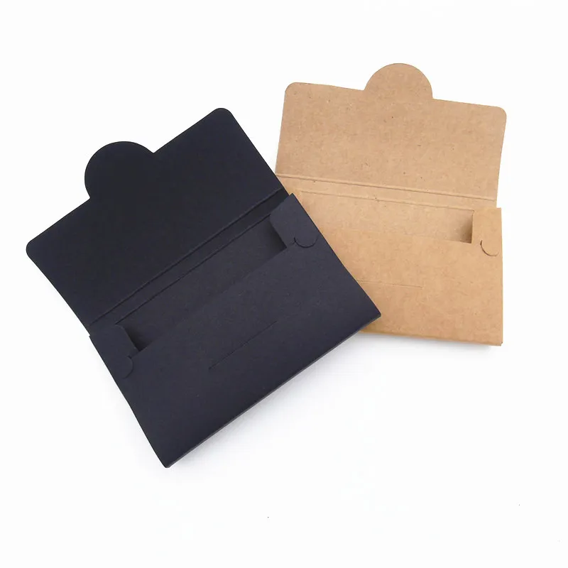 Caja de embalaje de tarjeta de membresía negra de papel Kraft Caja de tarjeta de visita Cubierta de tarjeta Caja de carta abierta 10.5x6.5x1cm LX3841