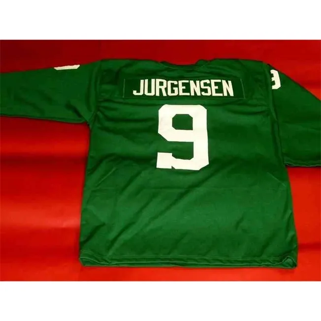 ミッチカスタムサッカージャージーメンズユース女性ヴィンテージ9ソニーJurgensen 3/4スリーブレア高校サイズS-6XLまたは任意の名前と数JSERSEYS