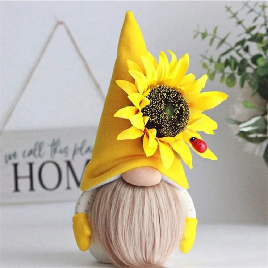 Mors dag Gnomes Party Gift-Spring Flowers Dwarf Heminredning Handgjord Faceless Plush Doll Bee Festival Desktop Ornament GGA4321