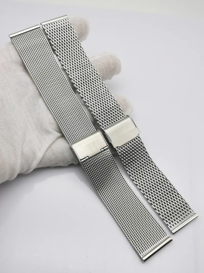 Nytt mode Milan armband Klockband universal platt gränssnitt metallkedja 14 16 18 20 21 22 23 24mm