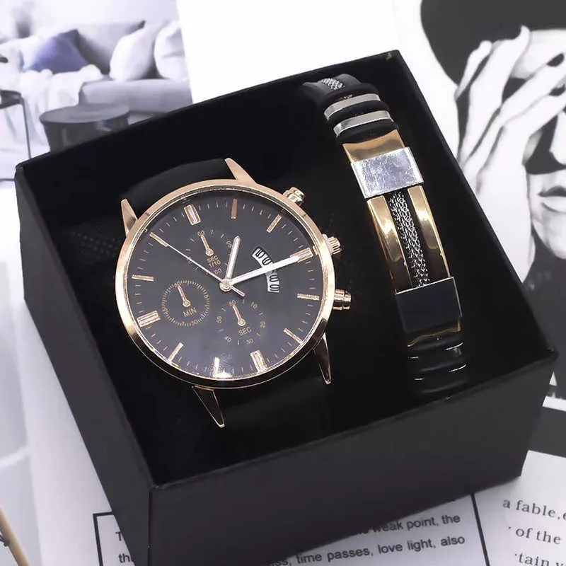 Mens watch and bracelet set deals