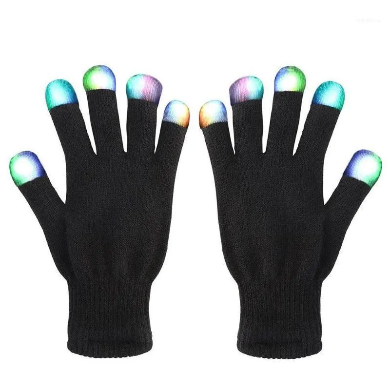 Support de poignet 2 pièces LED gants couleur changeante lumineux clignotant Halloween squelette scène Costume fête de noël événement approvisionnement