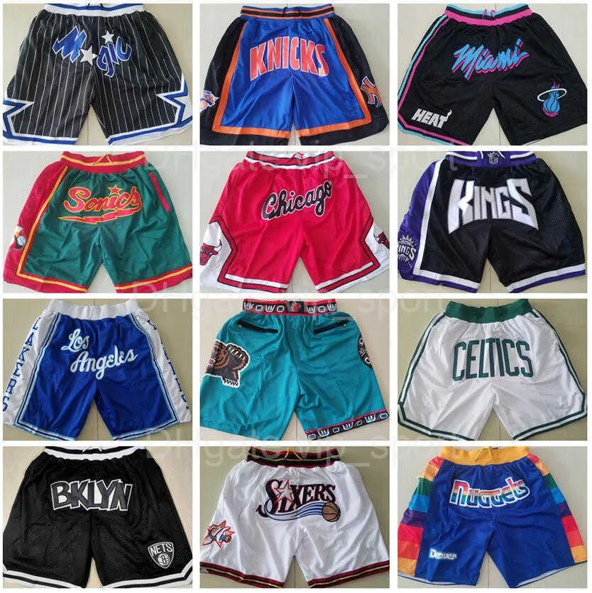 Team Basketball Shorts Just Short Don Sport Wear Hip Pop Pants With Pocket  Zipper Sweatpants Blue White Black Red Purple Stitched Man Size S-XXXL