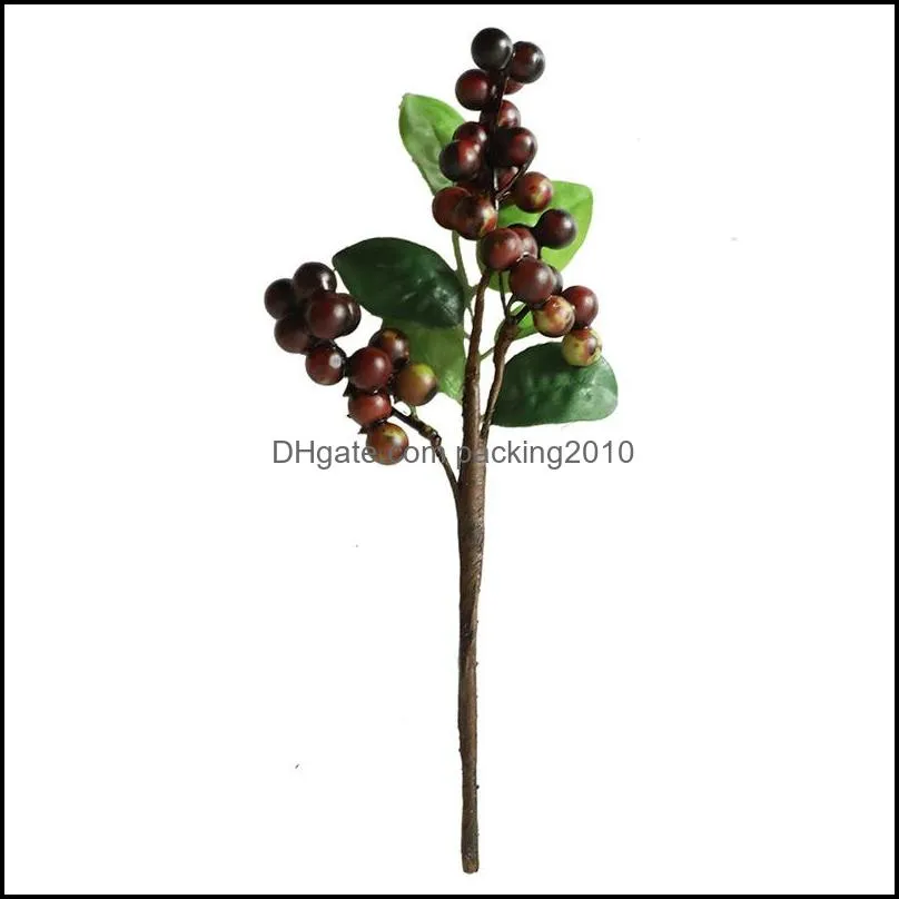 Decorative Flowers & Wreaths Christmas Berries Simulation Brown Rice Shoots Beans Wholesale Artificial Export GF13797B Family