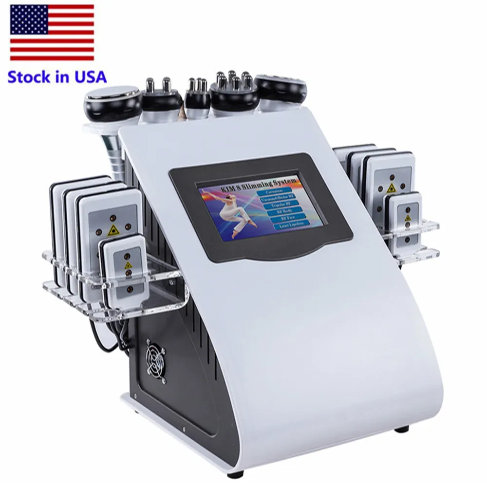 Stock negli Stati Uniti Newset Modello 40k Macchina dimagrante Liposuzione ad ultrasuoni Cavitazione 8 cuscinetti Vuoto laser RF Cura della pelle Salon Spa Uso domestico