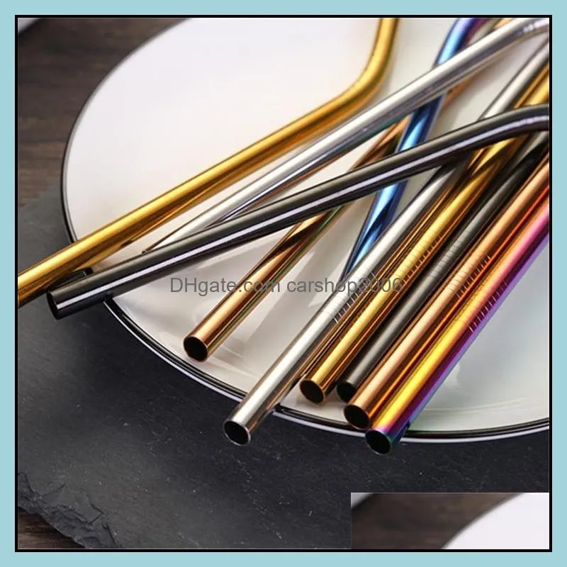 Reusable 8MM Stainless Steel Straw Drinking Straw Food Grade SS304 Colorful Straw Wholesale Bar Drinking Tools HWA8040