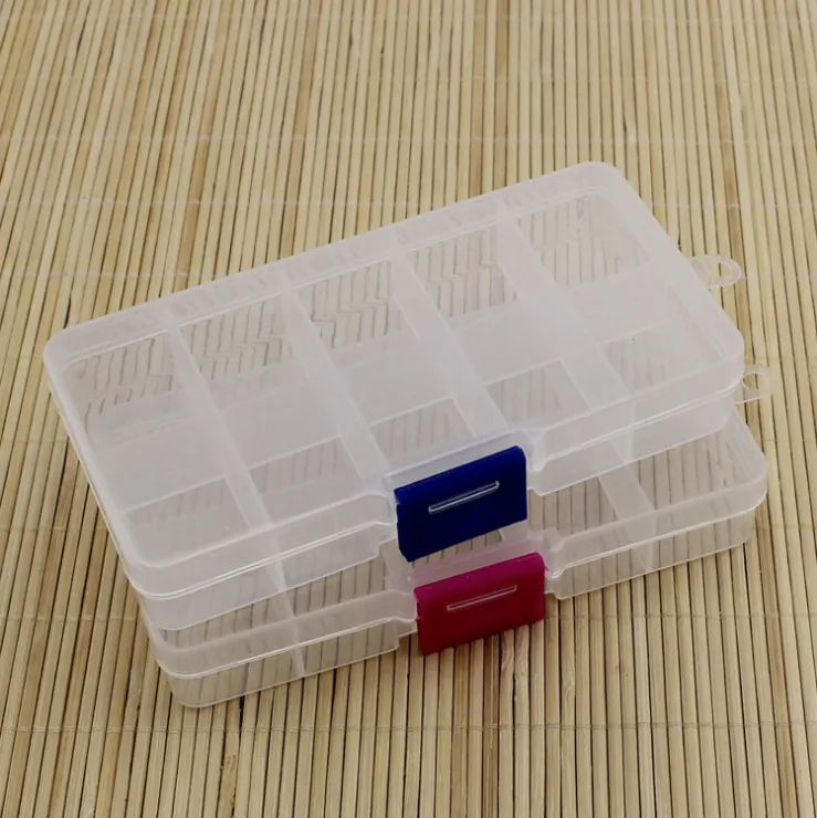 Groothandel-Praktische Verstelbare Plastic 10 Compartiment Opbergdoos Case Kraal Ringen Sieraden Display Organizer Container ToolBox 65*130*21mm DH8568