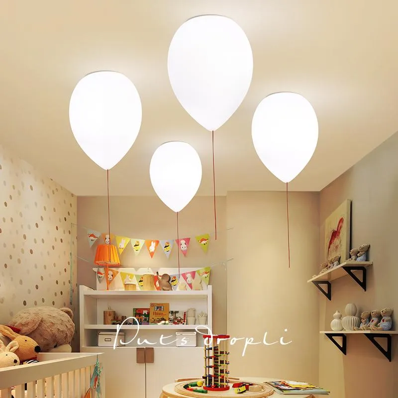 Plafonniers Moderne Créatif Blanc Verre Givré Ballon Chaud Romantique Lampe Mignonne Pour Chambre D'enfant Chambre Enfant
