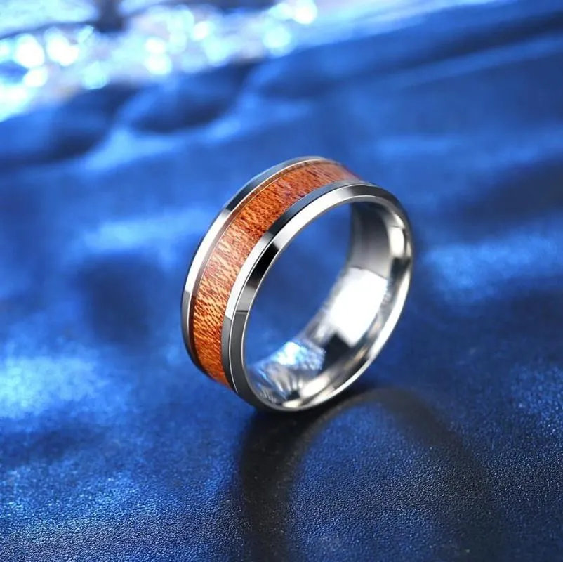 Обручальные кольца HPXMAS Fashion Classic Продают Titanium Деревянные Украшения из нержавеющей стали для мужчин Мужское настроение B78