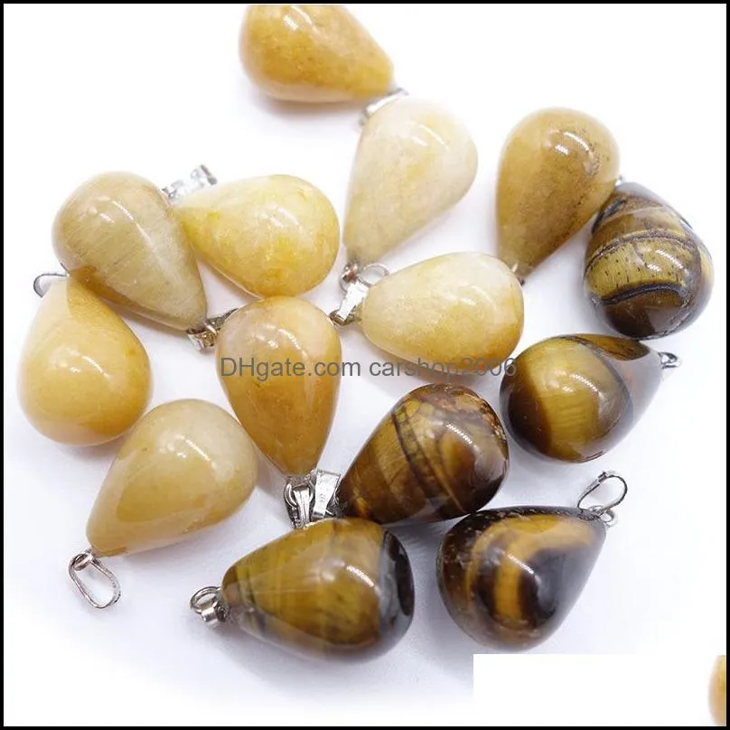 Healing Stone Water Drop Pendants Charms Amethyst Opal Obsidian Chakra Beads High Quality Jewelry Natural Stone Pendants Fit for