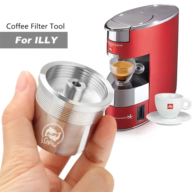 ICAFFILASStainless Steel Reusable Coffee Capsule Filtr Iperesspresso kapsułki strąki do Illy Francis Machines Espresso Narzędzia 210712