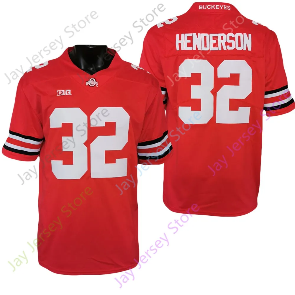 Camisetas de fútbol 2021 New Ohio State Buckeyes Football Jersey 32 TreVeyon Henderson NCAA College Red Tamaño Juvenil Adulto