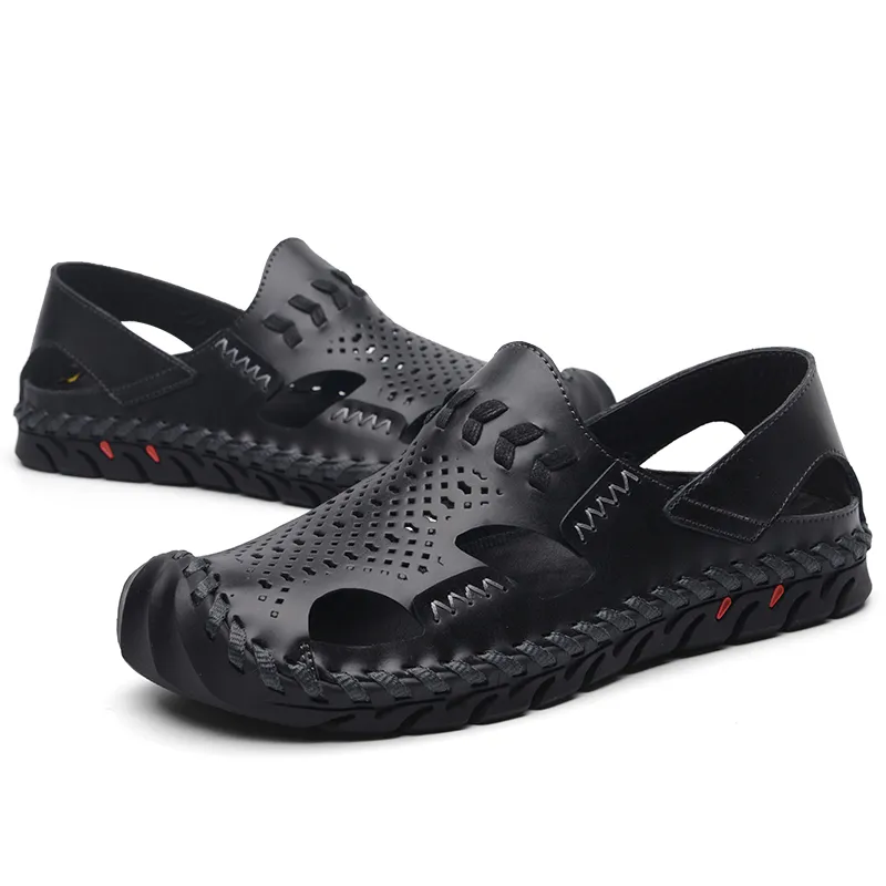 Mode été femmes sandales noires cuir marron Sandy plage sandale nouveaux hommes chaussures taille 38-44 Code: 92-176623 5