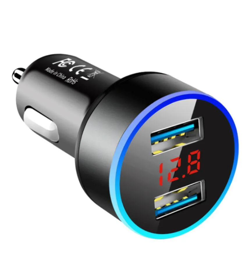 3.1A Dual USB Chargers Digital LED -spänning Display Car Chargers Adapter för smartphone