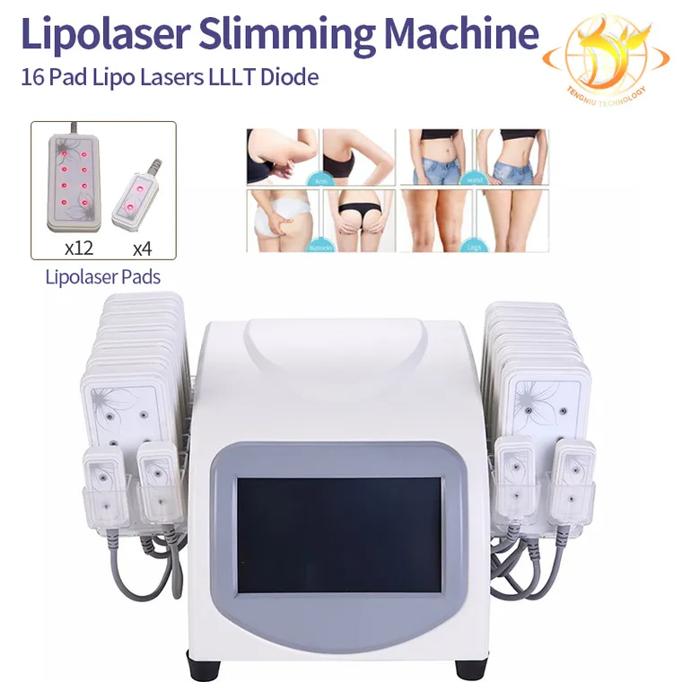 2021 Ny fettförlust bantning 130MW 635NM-650NM LIPO LASER 14 PADS Cellulite Borttagning Beauty Machine Body Shaping