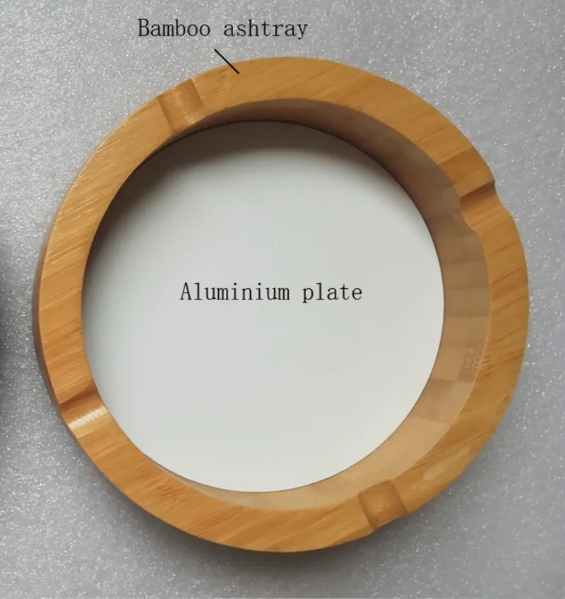 Bamboo ashtray with blank sublimation aluminium plate insert 10 pieces / lot