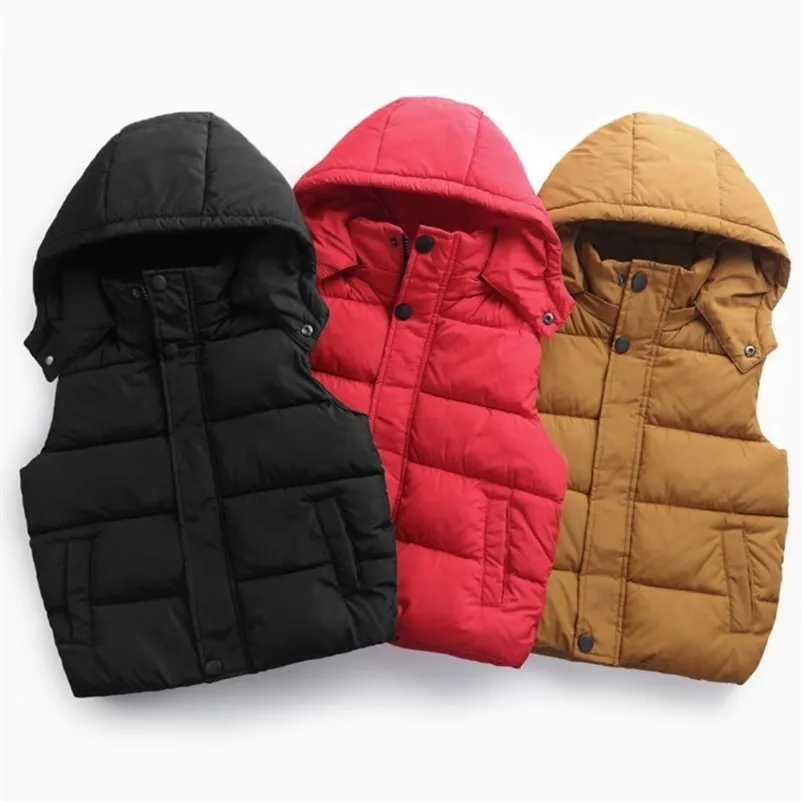 Mädchen Jungen Kapuzenwesten Kinder Schulkleidung Eltern-Kind-Kleidung Winter Baby Kinder Weste Oberbekleidung Warme Jacke 211203