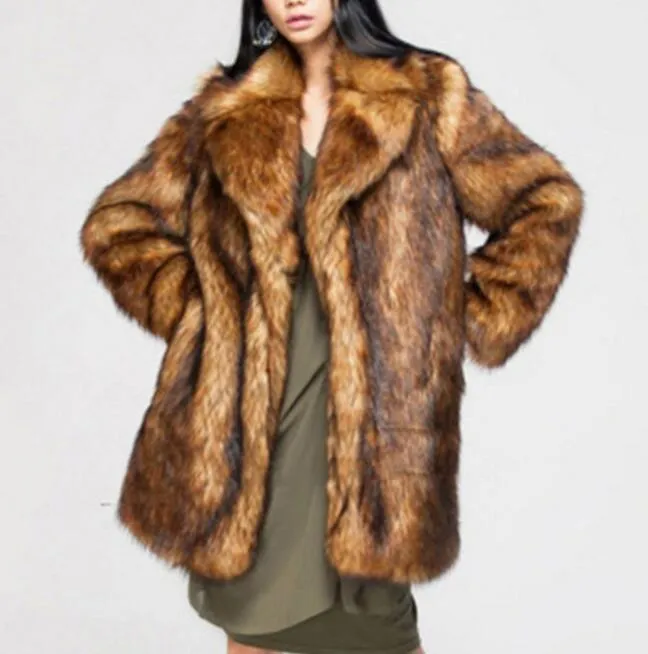 Kadın Deri Sahte Uzun Kollu Kahverengi Mink Ceket Kadın Kış Sıcak Kürk Mağaza Kadın Ceketleri Jaqueta De Couro B68