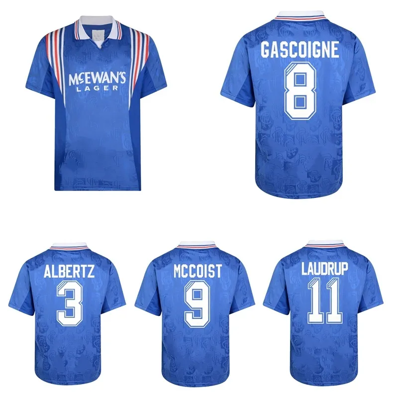 1996 1997 Laudrup Gascoigne Albertz McCoist Retro Jersey 96 97 Ferguson Vintage Camisas de futebol clássico