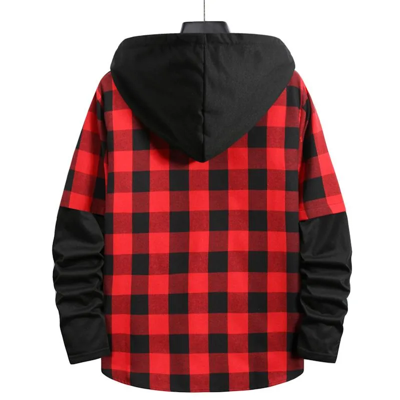 Black and red plaid hoodie hotsell