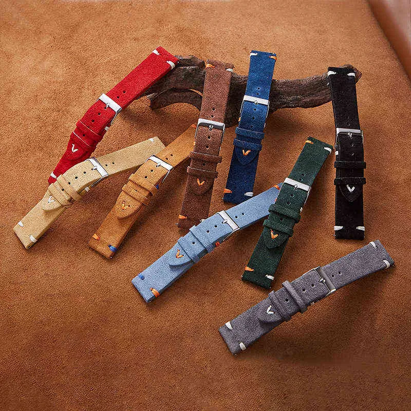 High Quality Suede Leather Watch Straps 20mm 22mm for Samsung Galaxy Watch 4 40mm 44mm / 4 Classic 42mm 46mm Active 2 Band H1123