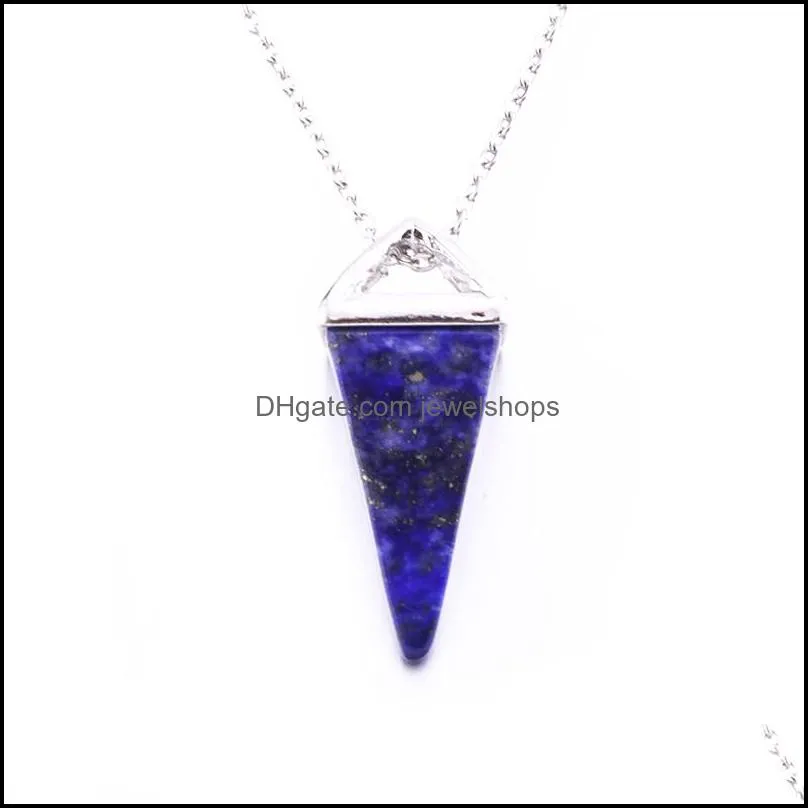 Collares colgantes colgantes joyas cuadradas naturales gema beads de piedra sier plateado reiki reiki chakra curativa hombres ca￭da deliv