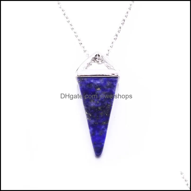 Anhänger Halsketten Anhänger Schmuck Natürliche Quadrat Edelstein Stein Perlen Silber Überzogene Quadrangar Pyramide Reiki Chakra Heilung Frauen Männer Drop Deliv