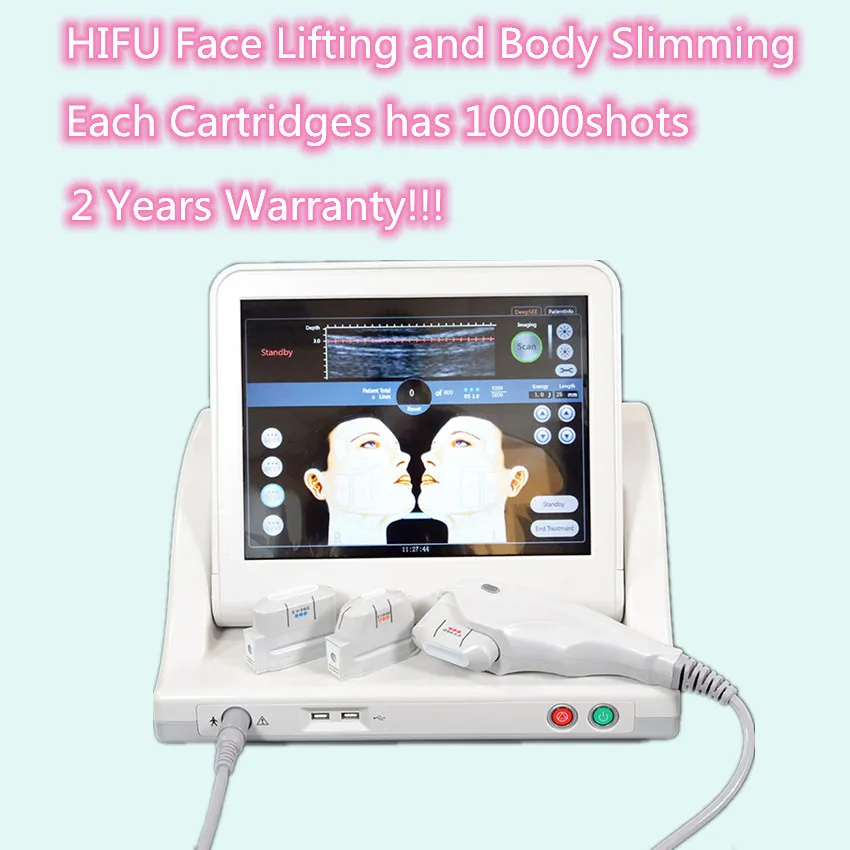 EUA Standard Alta Intensidade Focado Ultrassonográfico Hifu Face Levantando Pele Anti-Envelhecimento Anti-rugas Body Slimming Machine 2 ANOS GARANTIA PARA SALÃO / SPA