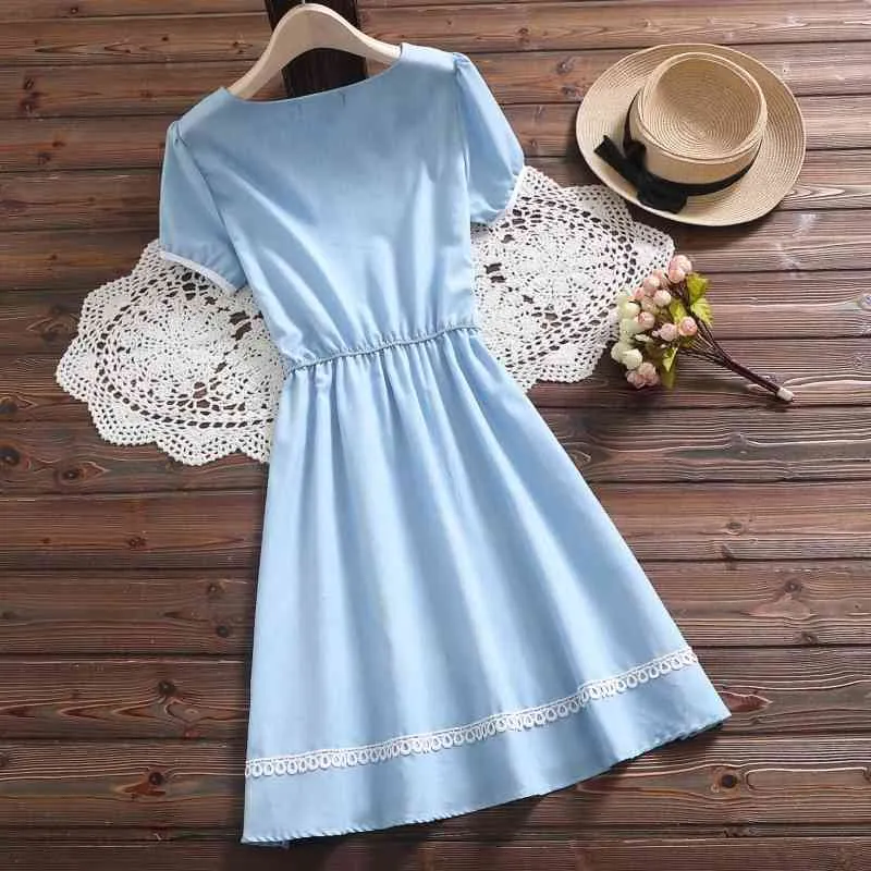lightweight summer dresses with short sleeves Simplee Womens Boho Summer Dresses Casual Wedding Guest A Line V Neck Short Sleeve Hollow Out Lace Tiered Mini Dress Army Green S at Amazon Women's Clothing store