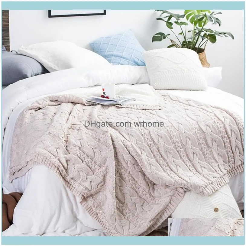 Blankets Winter Fashion Lamb Cashmere Knitted Blanket Thick Yarn Wool-Like Polyester Bulky Soft Warm Throw