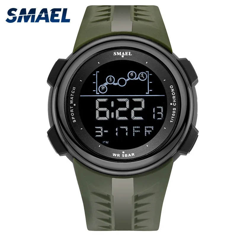 Smael digitala armbandsur män sport ledd display elektronisk klocka man väckarklockor kronograf fanshion titta hombre man 1703 x0524