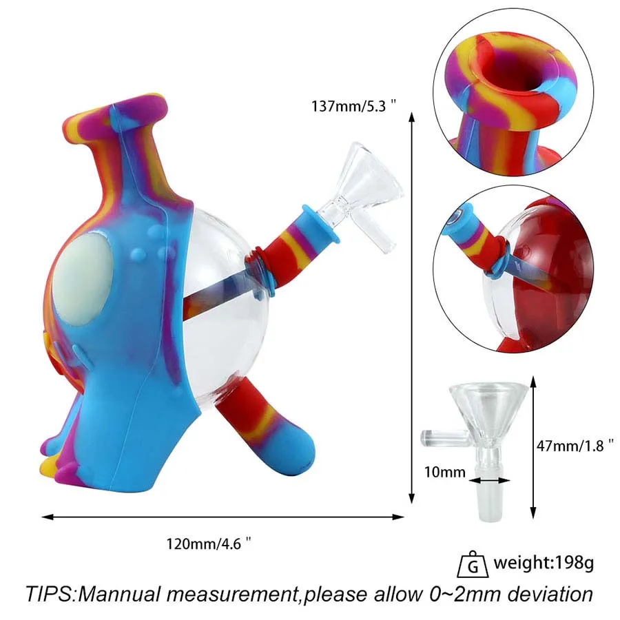 Three-legged monster water pipe smoking silicone pipes hookah set shisha bongs smoke accessories 5 colors optional glass bubblers for tabacco