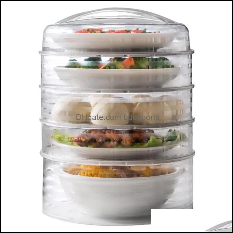 Storage Bottles & Jars Transparent Food Container 5-Tier Stackable Produce Saver With Lid Fridge And Kitchen Organizer