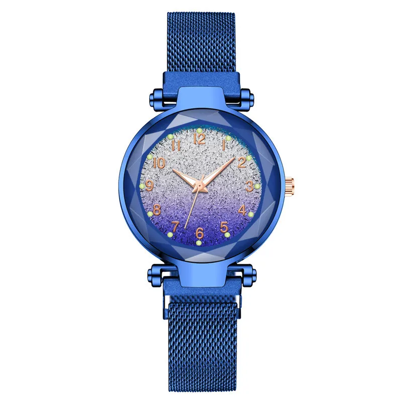 Mulheres Quartz assistir 33mm senhoras relógios montre de luxo elegante moda negócio relógio de pulso redondo gradiente estrelado de aço inoxidável