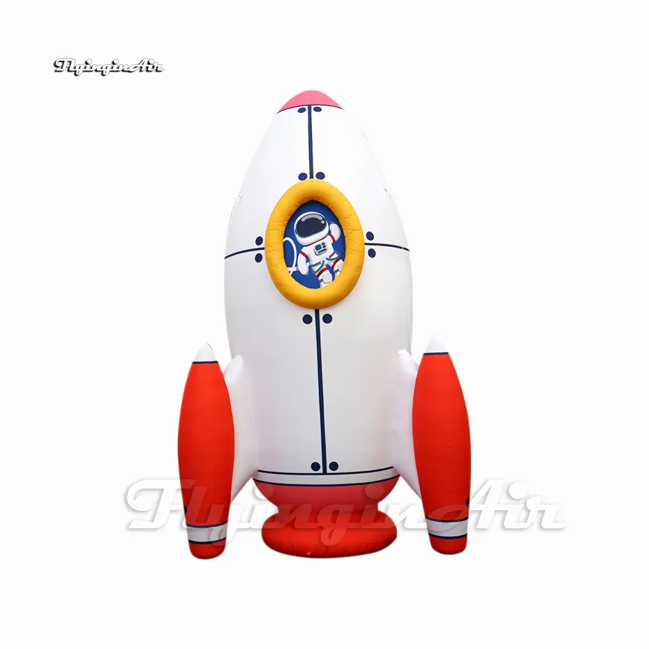 Luchtvaart thema tentoonstelling decoratieve opblaasbare ruimteschip ballon 5m hoogte opblazen raket model astronaut's ruimtevaartuig voor parade show